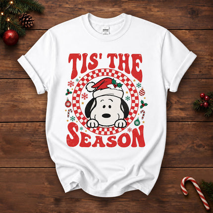Tis The Season Christmas Retro Checkered Santa Hat T-Shirt