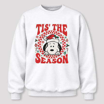 Tis The Season Christmas Retro Checkered Santa Hat Sweatshirt