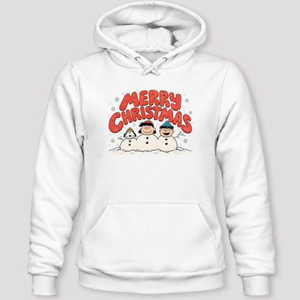 Merry Christmas Retro Snowmen Winter Scene Hoodie
