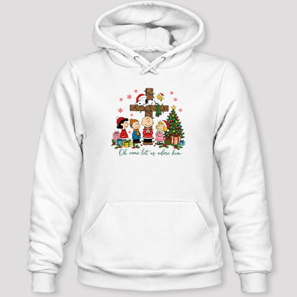 Oh Come Let Us Adore Him Christmas Cross Hoodie