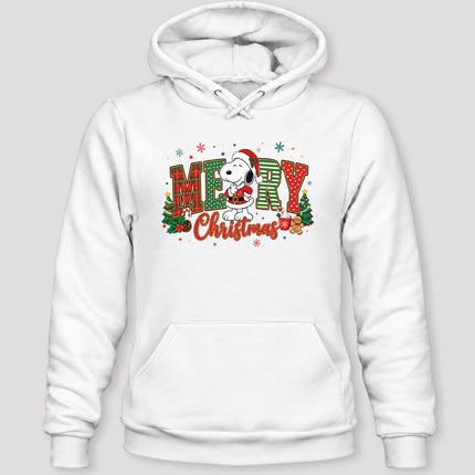 Merry Christmas Plaid Lettering Holiday Trees Hoodie