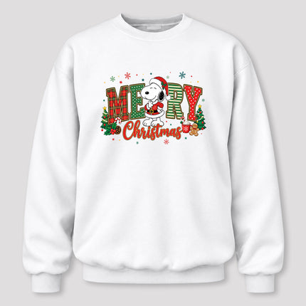 Merry Christmas Plaid Lettering Holiday Trees Sweatshirt