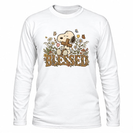Blessed Christian Floral Cross Christmas Gift Long Sleeve T-Shirt