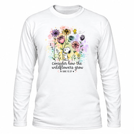 Consider How the Wildflowers Grow Luke 12 27 Christian Christmas Gift Long Sleeve T-Shirt