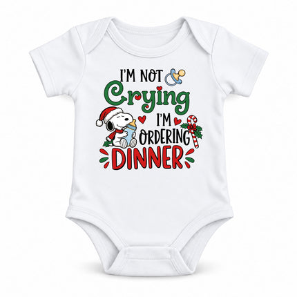 Funny Christmas I'm Not Crying I'm Ordering Dinner Baby Bodysuit