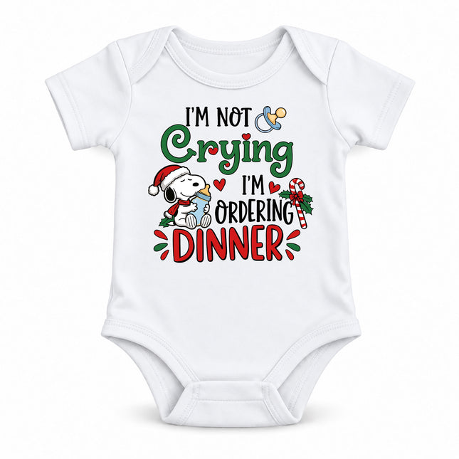 Funny Christmas I'm Not Crying I'm Ordering Dinner Baby Bodysuit