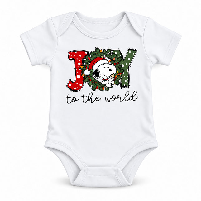 Joy to the World Christmas Wreath Holiday Outfit Baby Bodysuit