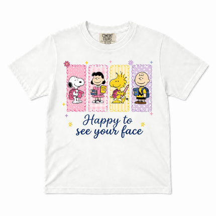 Comfort Colors Back To School Happy To See Your Face Classroom Kid T-Shirt