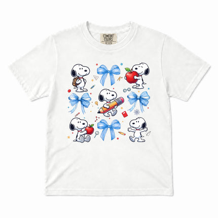 Comfort Colors Back To School Blue Bow School Supplies Kid T-Shirt