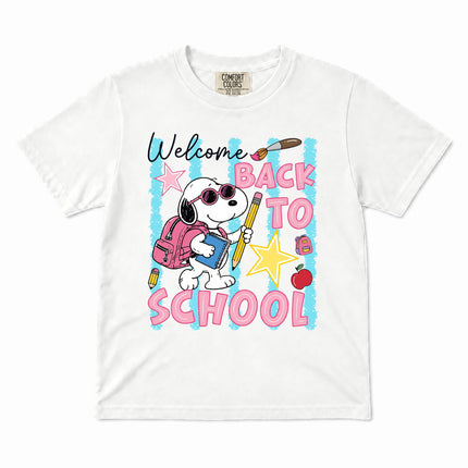 Comfort Colors Welcome Back To School Pink Backpack First Day Kid T-Shirt