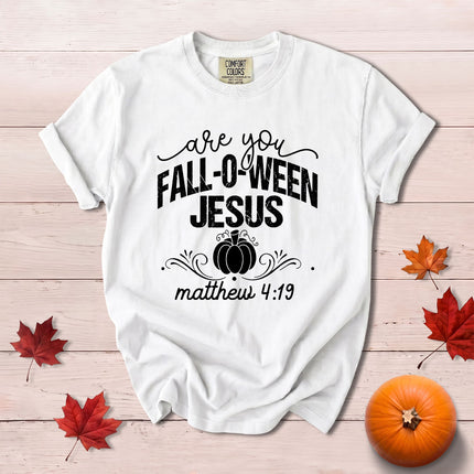 Comfort Colors Fall Autumn Christian Jesus Pumpkin Halloween Matthew 4 19 T-Shirt