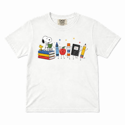 Comfort Colors Back To School Books Pencil Apple Supplies Kid T-Shirt