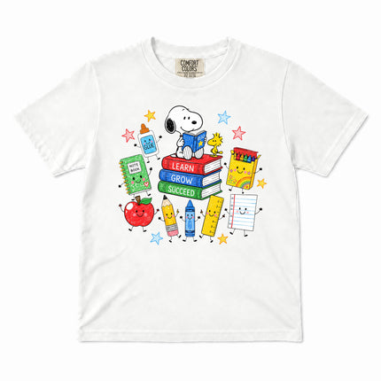 Comfort Colors Back To School Learn Grow Succeed Books Kid T-Shirt