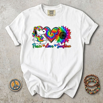 Comfort Colors Peace Love Sunshine Rainbow Sunflower Hippie T-Shirt