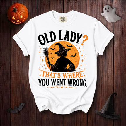 Comfort Colors Old Lady Witch Funny Halloween Moon Graphic T-Shirt