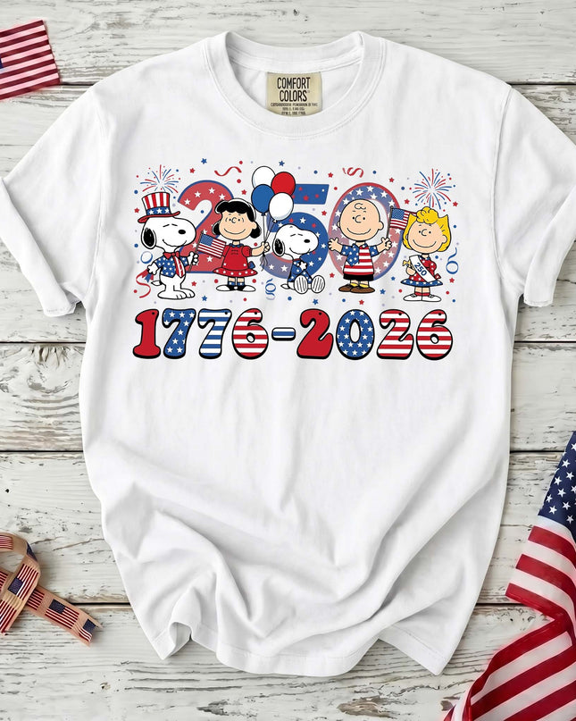 WHITE - AuraNations - Comfort Colors 250 Celebration 1776 2026 America 250 T-Shirt - White / S - 250TH ANNIVERSARY, ALL, COMFORT COLORS, NO CUSTOM, PRODUCTS, SNPY, TSHIRT