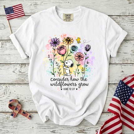 Comfort Colors Consider How the Wildflowers Grow Bible Verse T-Shirt