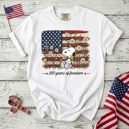 Comfort Colors 250 Years Of Freedom Daisies Patriotic Dog T-Shirt