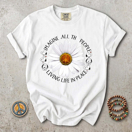 Comfort Colors Imagine All The People Peace Daisy T-Shirt