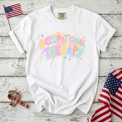 Comfort Colors Occupational Therapy Pastel Rainbow Therapist Gift T-Shirt