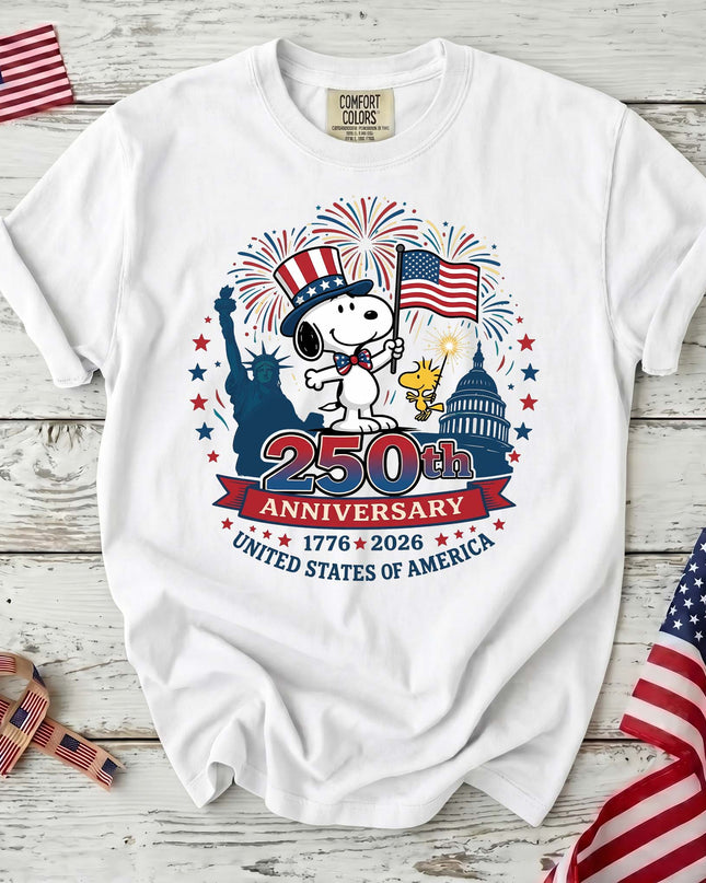 WHITE_2e0ab0ce-5526-458c-82e2-5020c4b0f8ef - AuraNations - Comfort Colors 250th Anniversary Patriotic T-Shirt - White / S - 250TH ANNIVERSARY, ALL, COMFORT COLORS, NO CUSTOM, PRODUCTS, SNPY, TSHIRT