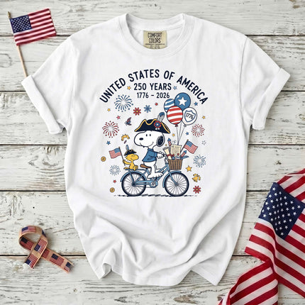 Comfort Colors 250th Anniversary USA Colonial Dog Bicycle T-Shirt