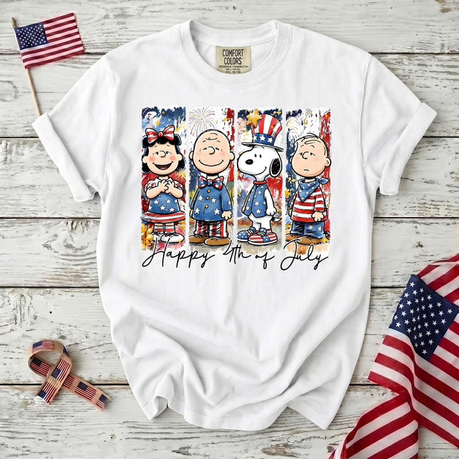 Comfort Colors Happy 4th Of July Red White Blue Panel Friends T-Shirt