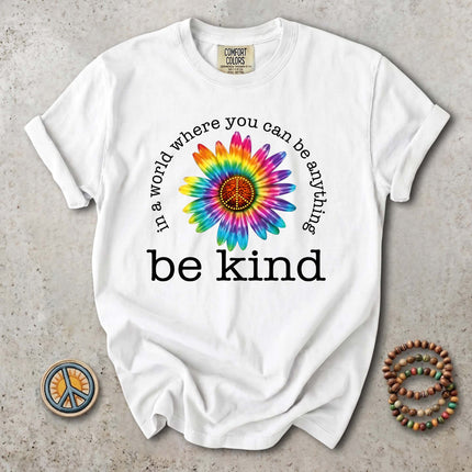 Comfort Colors Be Kind Tie Dye Flower Peace Hippie T-Shirt