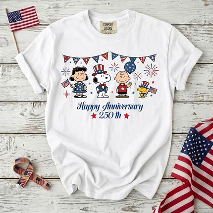 Comfort Colors Happy 250th Anniversary USA Patriotic Bunting Squad T-Shirt