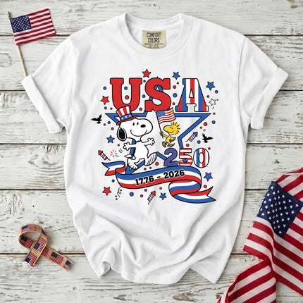 Comfort Colors USA 250 Years 1776-2026 Patriotic Star Dog T-Shirt