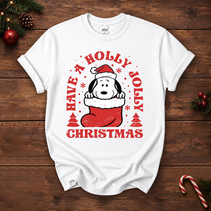 Have A Holly Jolly Christmas Retro Santa Stocking T-Shirt