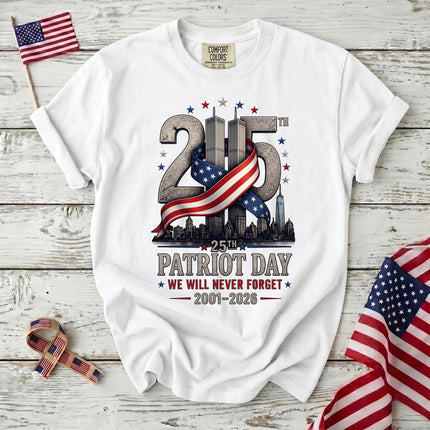 Comfort Colors 25th Anniversary Patriot Day 911 American Flag Twin Towers T-Shirt