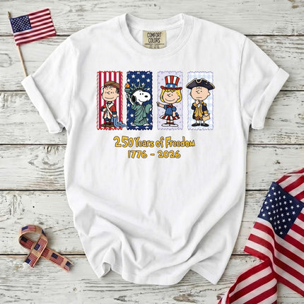WHITE_9370b52e-2d64-42e0-91dd-ccbc3e7d6949 - AuraNations - Comfort Colors 250 Years Of Freedom 1776-2026 Patriotic Panels T-Shirt - White / S - 250TH ANNIVERSARY, ALL, COMFORT COLORS, NO CUSTOM, PRODUCTS, SNPY, TSHIRT