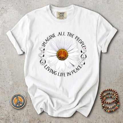 Comfort Colors Imagine All The People Peace Daisy T-Shirt