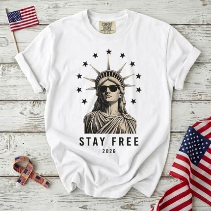Comfort Colors Stay Free 2026 250th Anniversary USA Sunglasses Statue T-Shirt
