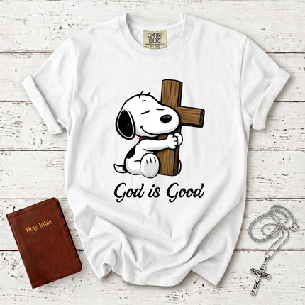 Comfort Colors God Is Good Wooden Cross Christian T-Shirt