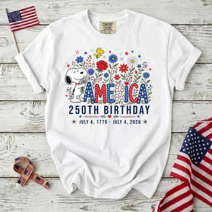 Comfort Colors America 250th Birthday Floral Hugging Dog T-Shirt