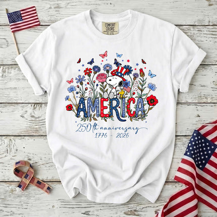 Comfort Colors America 250th Anniversary Floral Uncle Sam Hat Dog T-Shirt
