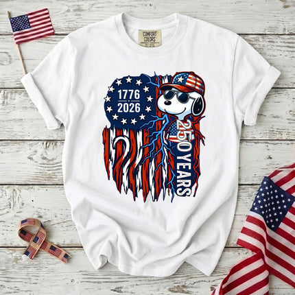 Comfort Colors 1776-2026 250 Years Cool Dog Lightning Flag T-Shirt