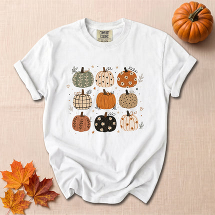 Comfort Colors Fall Pumpkin Shirt Cute Patterned Pumpkins T-Shirt