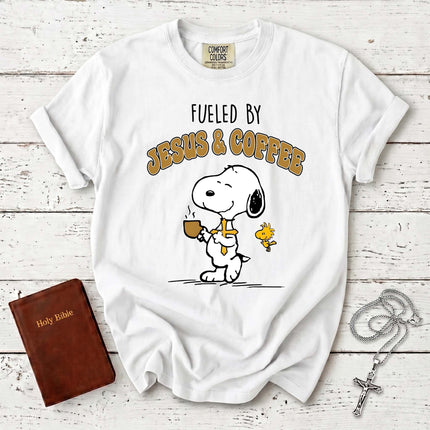 Comfort Colors Fueled by Jesus and Coffee Christian T-Shirt