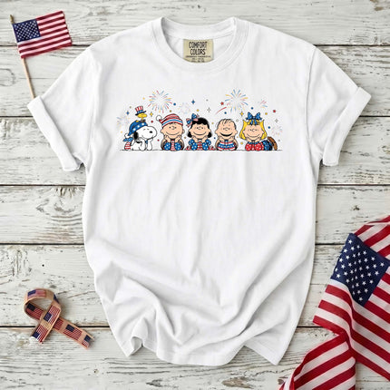 Comfort Colors Fireworks Patriotic Friends Lying Down T-Shirt