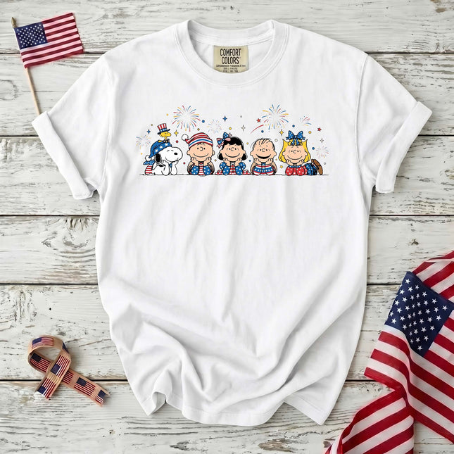 Comfort Colors Fireworks Patriotic Friends Lying Down T-Shirt