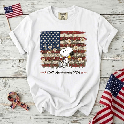 Comfort Colors 250th Anniversary USA Daisy Flag Dog T-Shirt