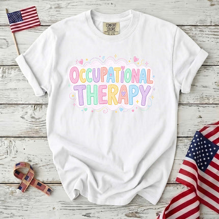 Comfort Colors Occupational Therapy Pastel Rainbow Therapist Gift T-Shirt