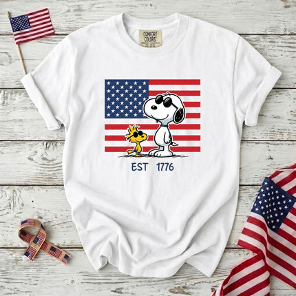 Comfort Colors EST 1776 250th Anniversary USA Sunglasses Dog Flag T-Shirt
