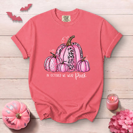 Comfort Colors Pink Pumpkin Breast Cancer Awareness Halloween T-Shirt