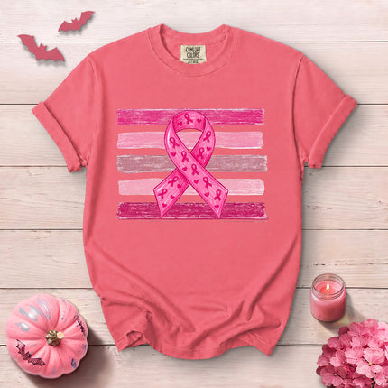 Comfort Colors Pink Ribbon Breast Cancer Awareness T-Shirt