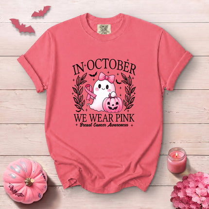 Comfort Colors Halloween Ghost Breast Cancer Awareness T-Shirt