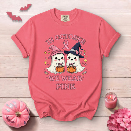 Comfort Colors Breast Cancer Awareness Halloween In October We Wear Pink T-Shirt